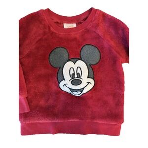 Disney Baby Mickey Mouse Fleece Sweatshirt Red Pullover 12M Toddler